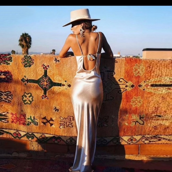 Dresses & Skirts - Gold backless slip dress